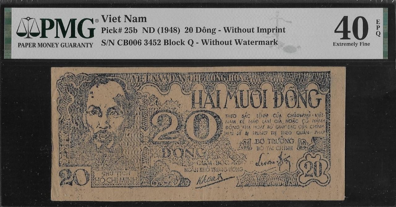 Vietnam P-25b 20 Dong 1948 PMG 40 EPQ