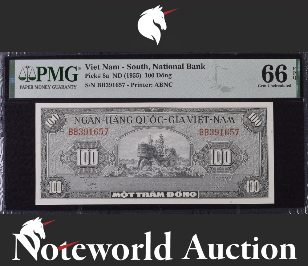 Viet Nam South National Bank 100 Dong ND (1955) P 8a UNC PMG 66 EPQ 3rd TOP POP