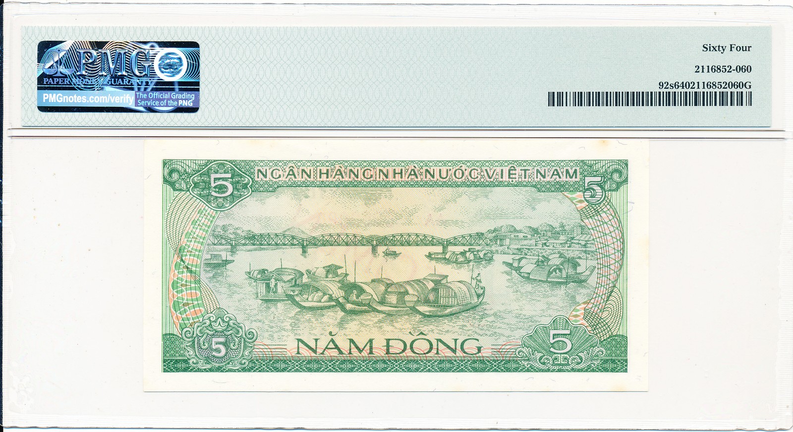 State Bank Viet Nam 5 Dong 1985 Specimen PMG 64