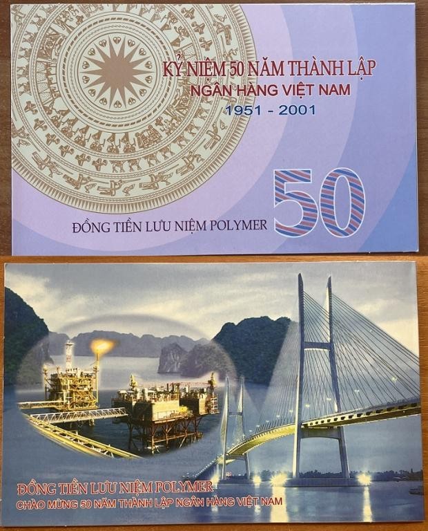 Vietnam – 50 Dong 2001 UNC Pick 118a Polymer – in folder Lemberg-Zp