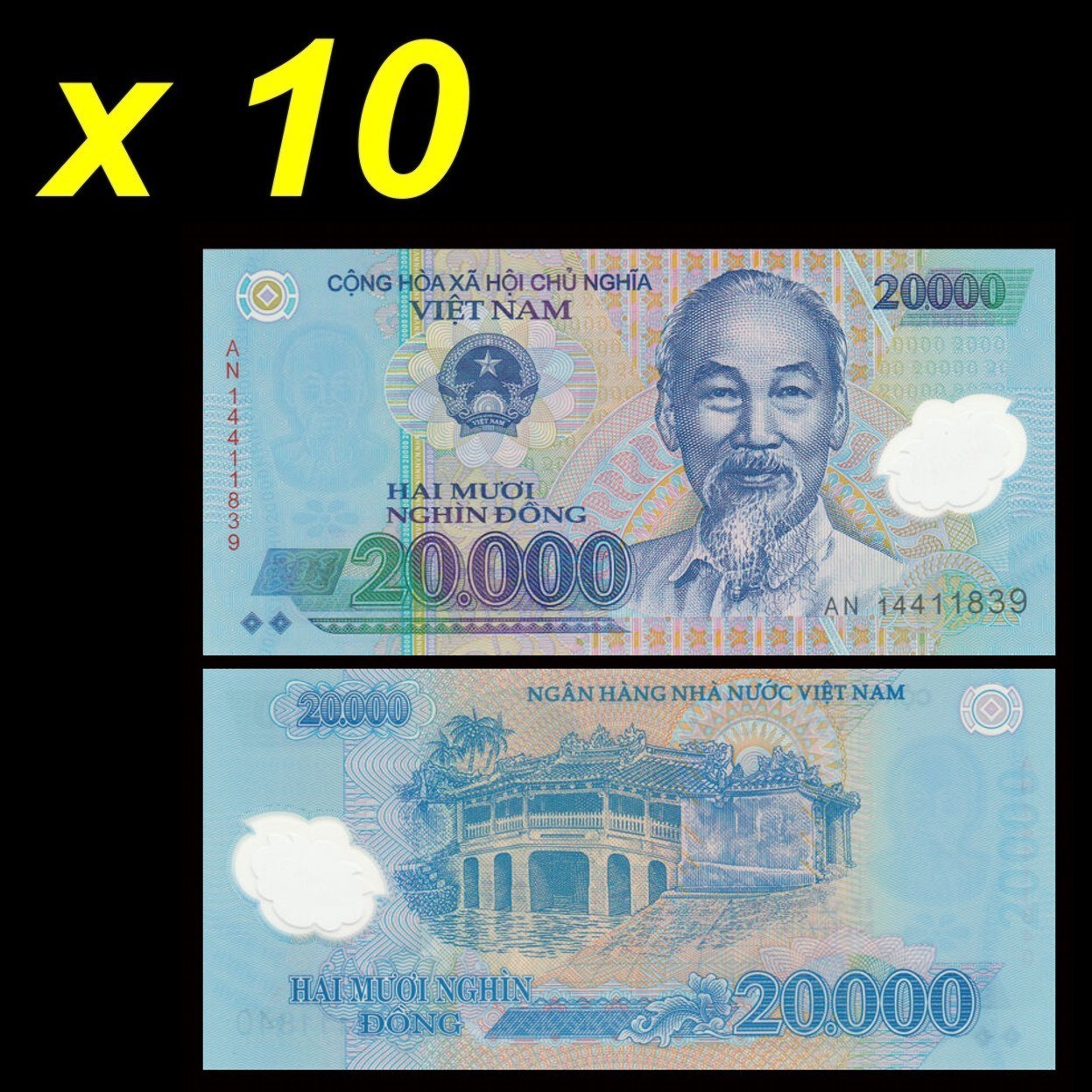 Vietnam Banknote 20000 20K Vietnamese Dong Lot of 10 Pieces VND Polymer UNC New