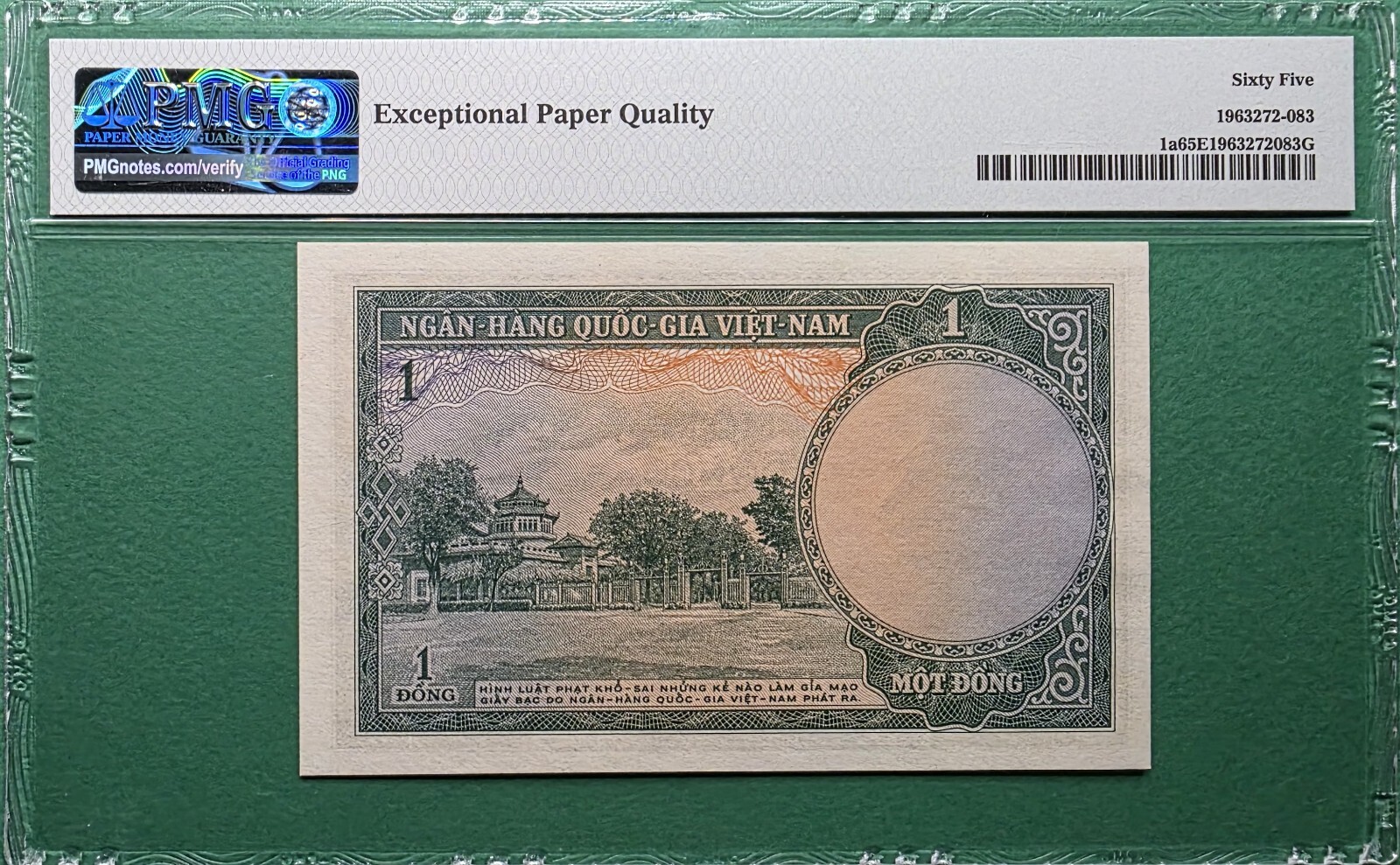1956 VIETNAM SOUTH 1 DONG P# 1a PMG 65 EPQ GEM UNC