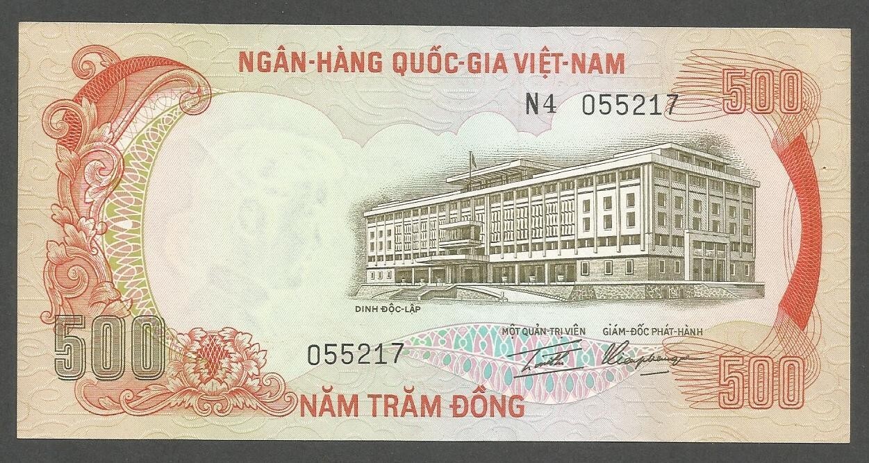 South Vietnam 500 Dong N.D. (1972); EF+; P-33a; BNB-B135a; Palace; Tiger