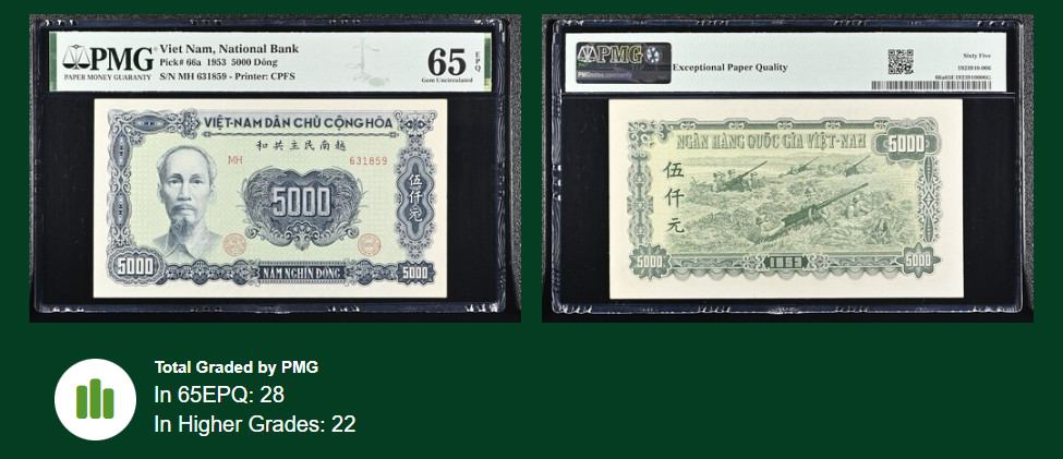Vietnam 5000 Dong 1953 PMG 65 EPQ P-66a