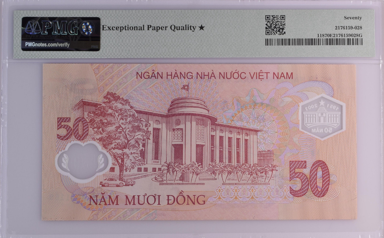 Vietnam 50 Dong 2001 PMG 70* Top Pop