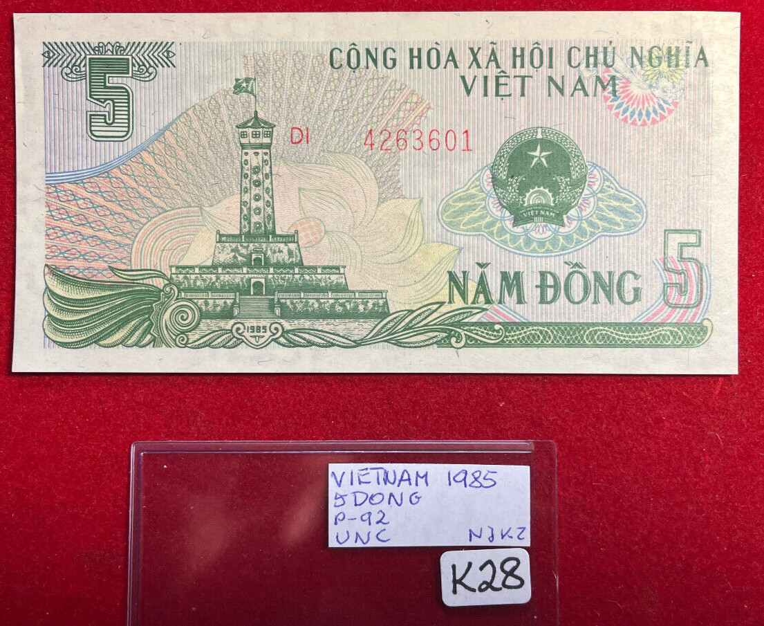 K28 Vietnam; 5 Dong 1985 P#92 UNC