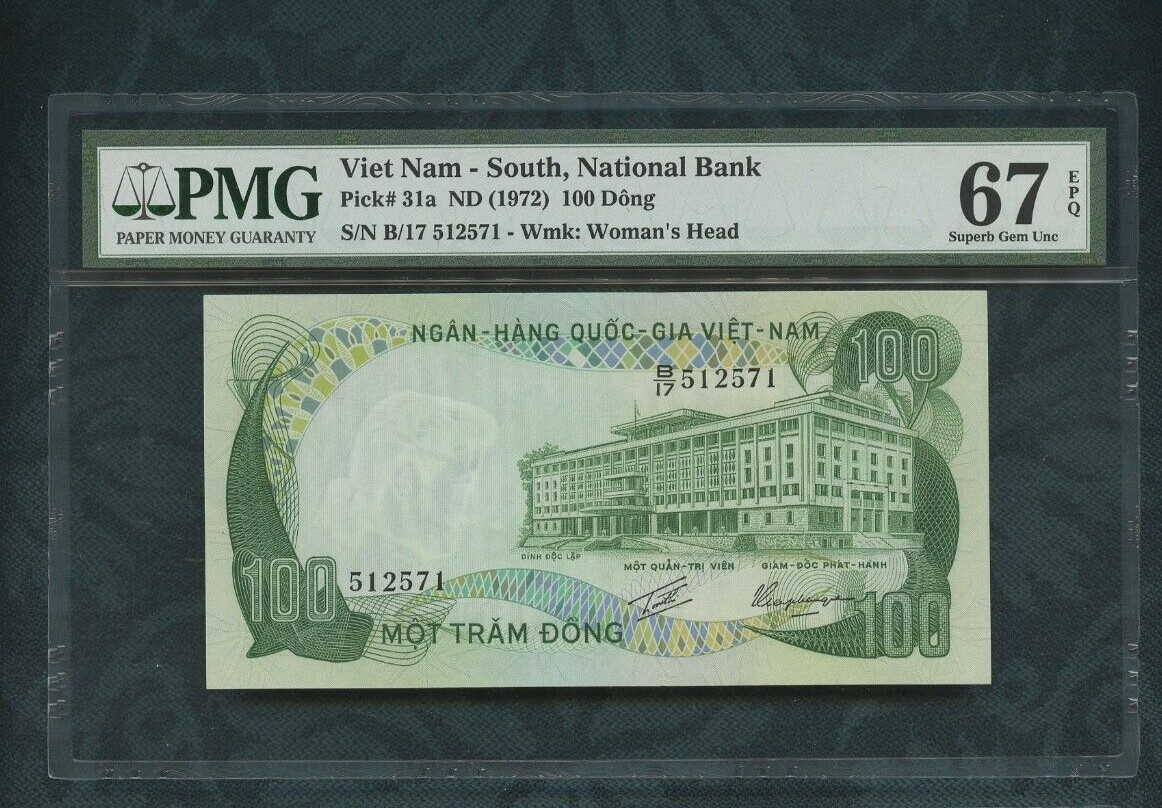 ND (1972) Viet Nam – South, National Bank 100 dong Pick# 31a PMG 67 EPQ