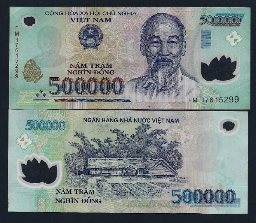 ONE MILLION 1,000,000 ( 500,000 x 2 ) 500000 Vietnamese Dong Vietnam # 1 Seller
