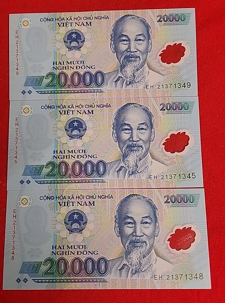 3 VIETNAM Polymer Plastic Banknote 20000 Dong UNC Free Shipping