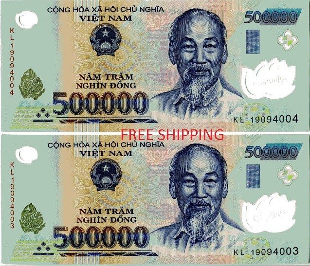 10 MILLION Vietnamese Dong 20 X 500,000 UNCIRCULATED Polymer Notes 500000 VND