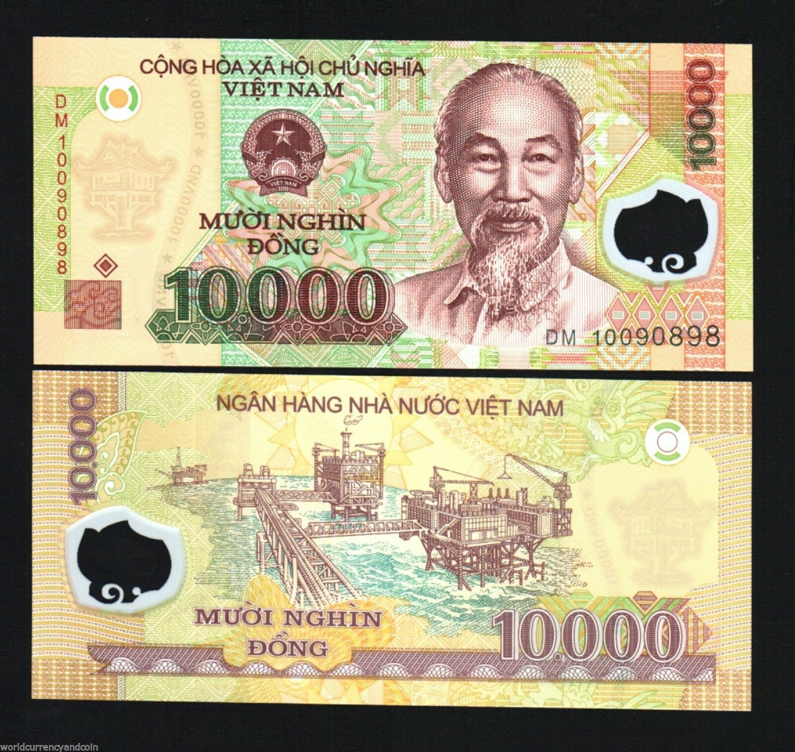 VIETNAM 10000 DONG P-119 2009-2010 x 100 Pcs BUNDLE Lot OIL RIG POLYMER UNC NOTE