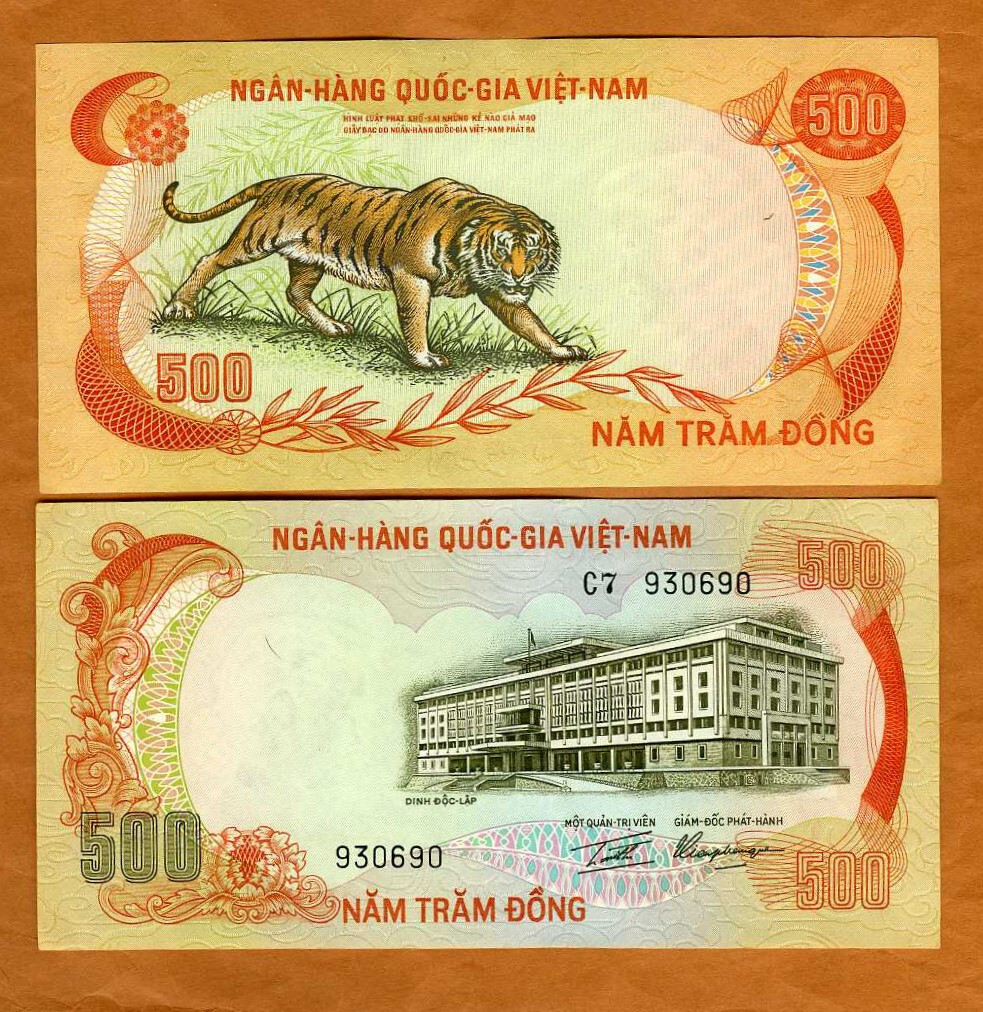 Vietnam South, 500 dong, ND (1972) P-33, UNC Iconic Tiger