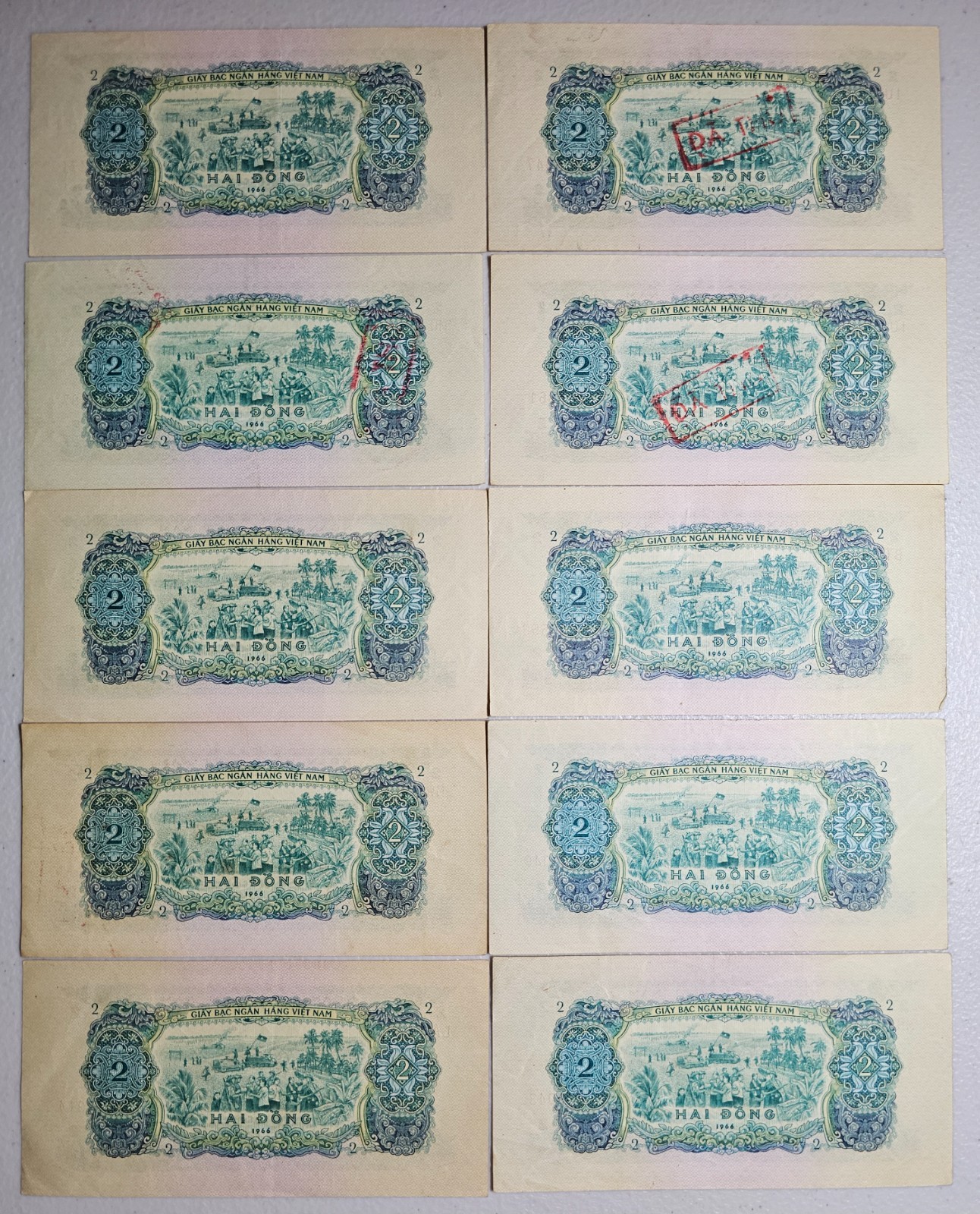 South Vietnam 2 Dong 1966 (1975), Lot of 10