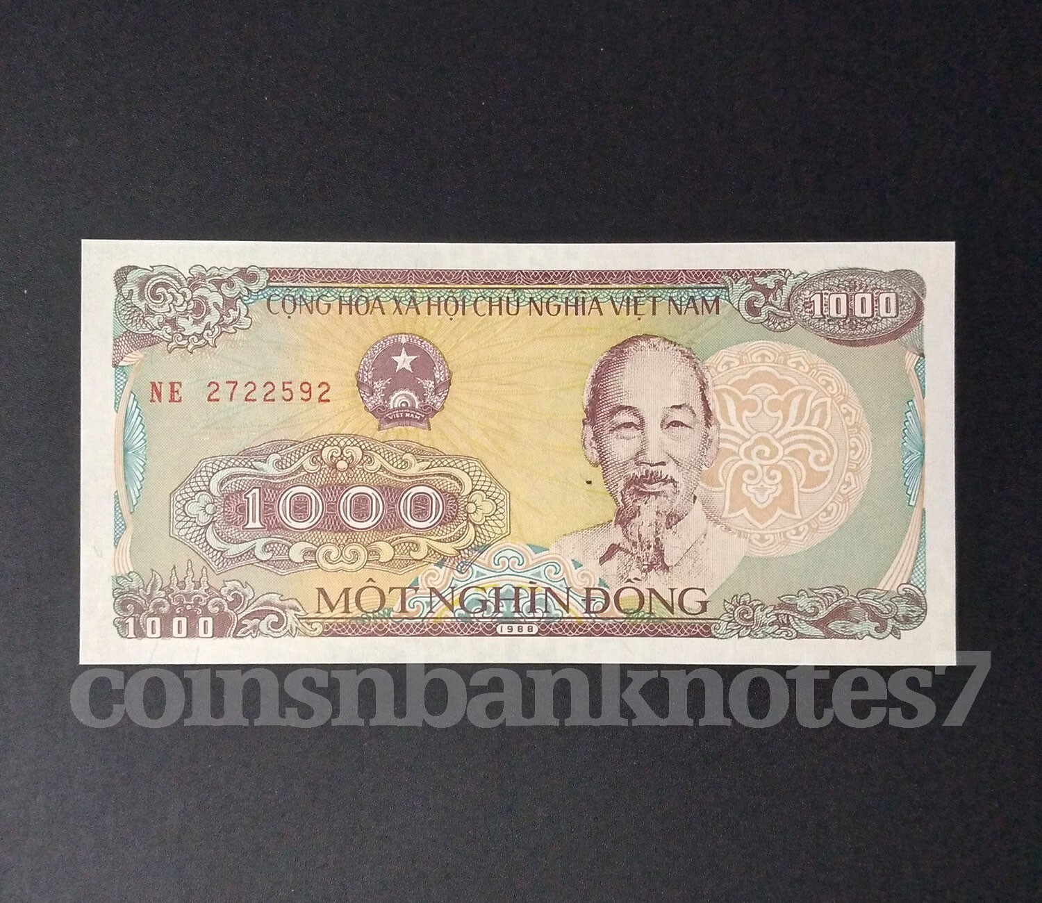 1988 Viet Nam 1000 Dong Banknote. P106 Uncirculated / Elephant