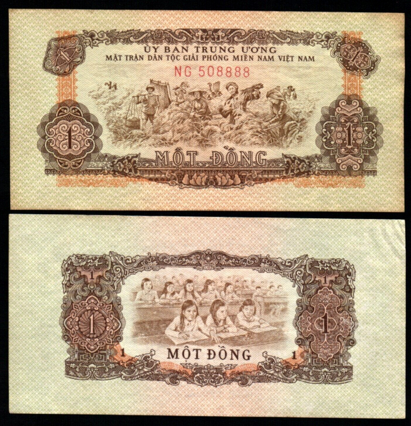 Vietnam South 1 DONG P-R4 1963 Classroom AUNC Currency Vietnamese WAR Money NOTE