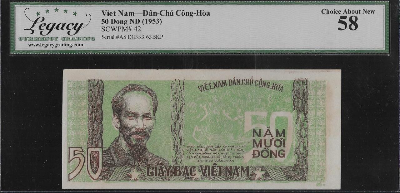 Vietnam P-42 50 Dong 1953 “Smiling Uncle Ho” LCG 58