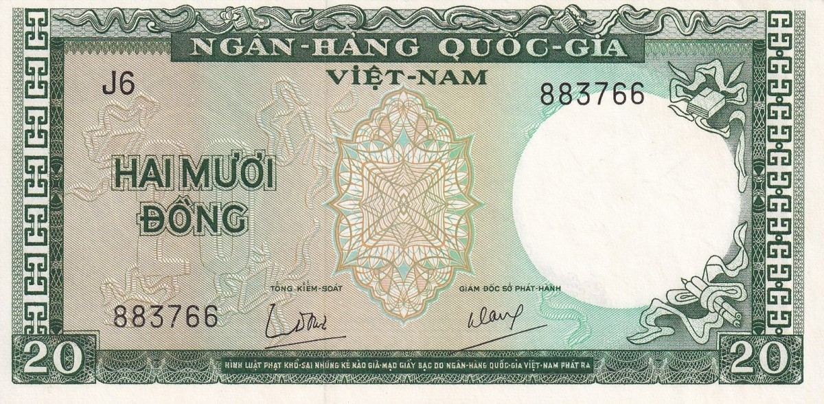 Viet Nam Vietnam South 20 Dong ND 1964 P 16 UNC FOXING