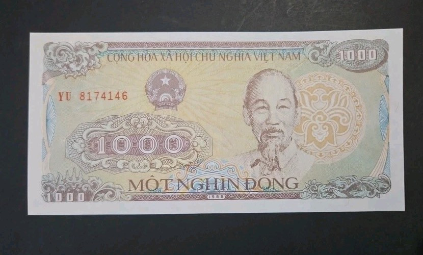 Vietnamese 1000 Dong Banknote. Vietnam Currency. Post Vietnam War Memorabilia