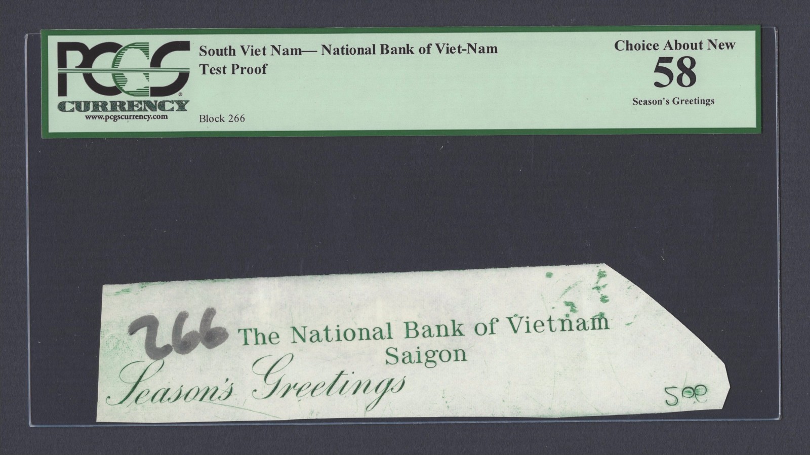 South Vietnam -National Bank of Viet-nam Test Proof Vignette About Unciruclated