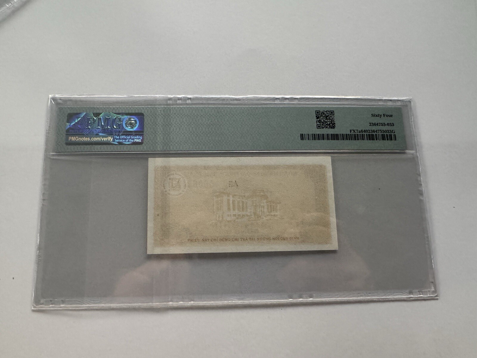 VIETNAM 5000 Dong FOREIGN EXCHANGE CERTIFICATE 1987 PMG-64 UNC Vintage Rare.