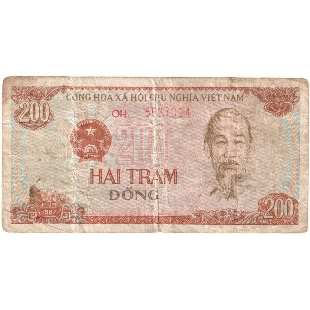 [#393791] Vietnam, 200 D ox ng, 1987, KM:100c, VF Alphabet OH 5537014