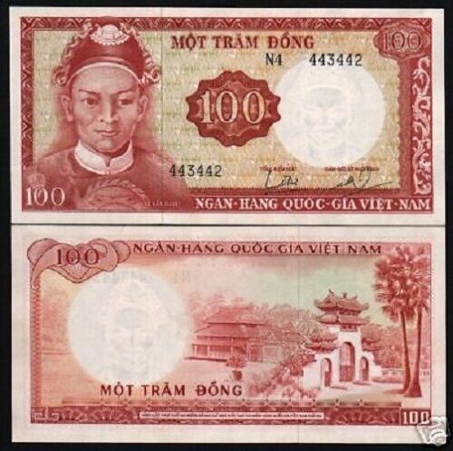Vietnam South 100 DONG P-19 1966 Vietnamese Costumes World Currency AUNC NOTE