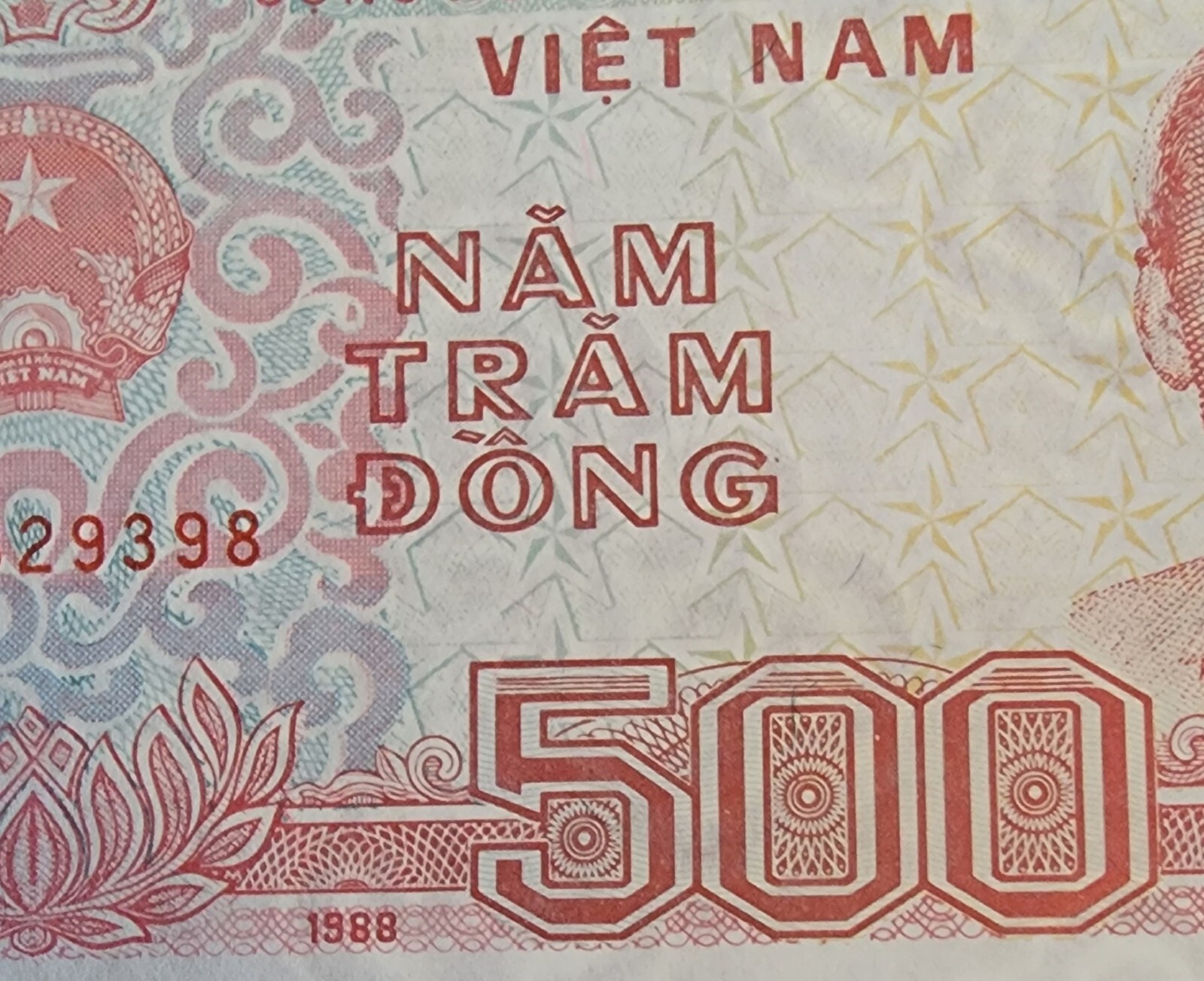 VIETNAM 500 DONG X 5 PCS ISSUED 1988 UNC Uncirculated Free SHIPPING