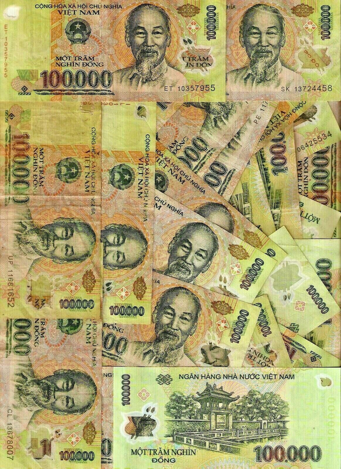 100,000 x 100 Vietnamese Dong 10 Million VND ( 100000 Note ) Lot Vietnam Cir