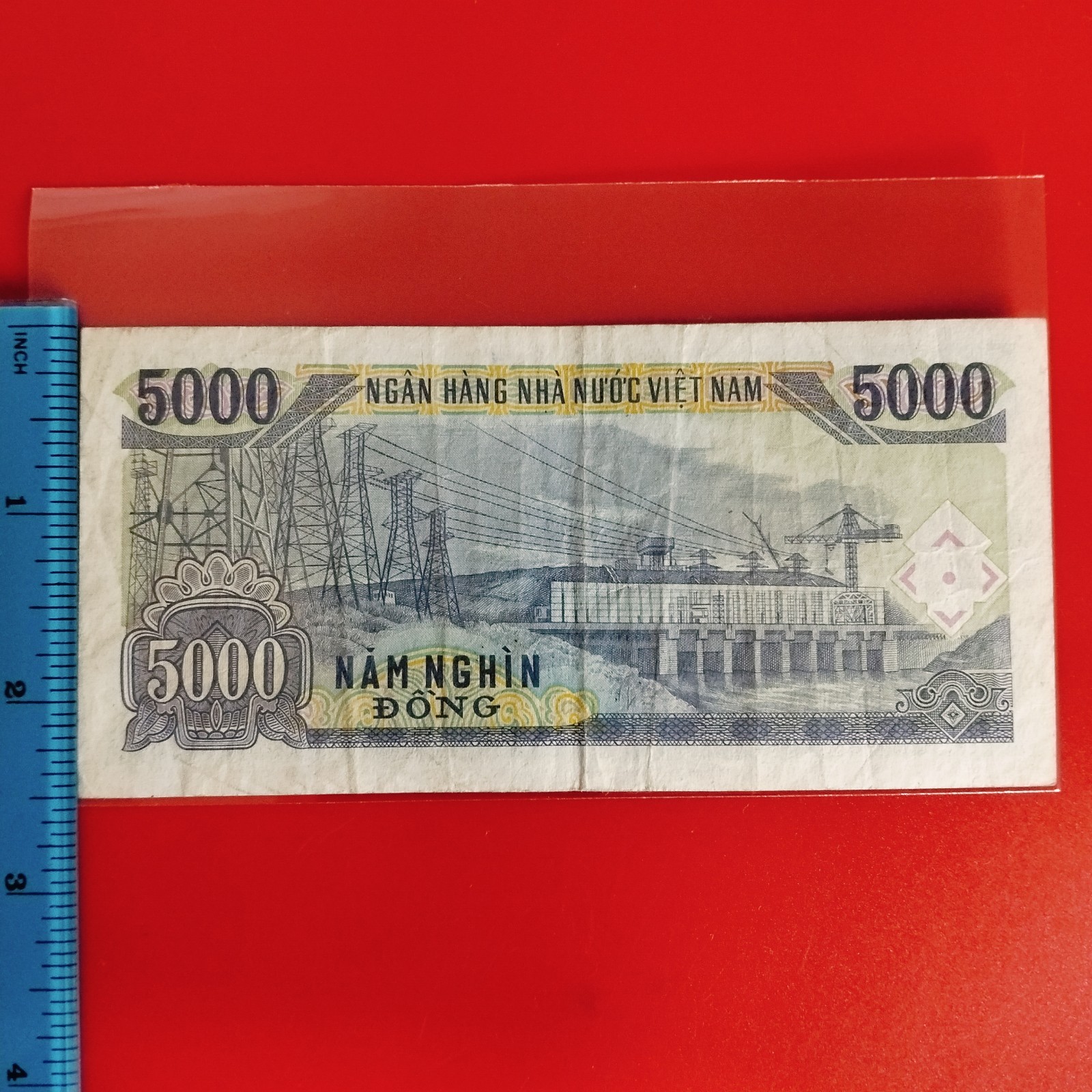 1991 Vietnam 5000 Dong Banknote Ho Chi Minh Hydroelectric Dam P110