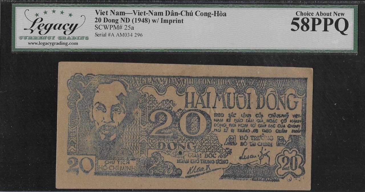 Vietnam P-25a 20 Dong 1948 w/ Imprint LCG 58 PPQ