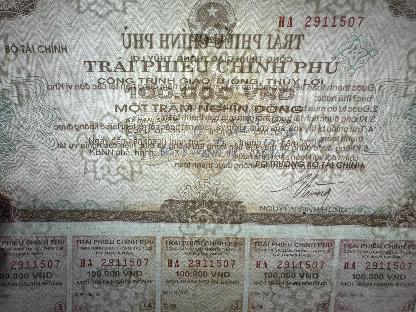 100,000 Dong Goverment Cheque 2003 Rare_LDP Shop.