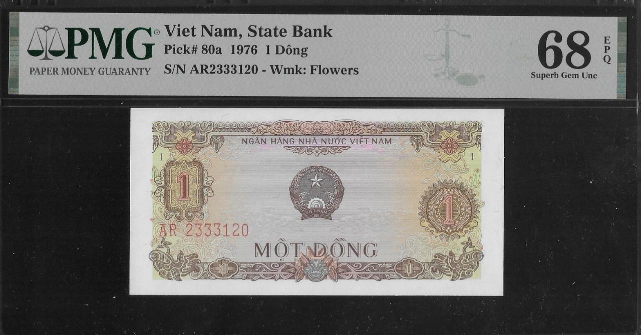 Vietnam P-80a 1 Dong 1976 PMG 68 EPQ