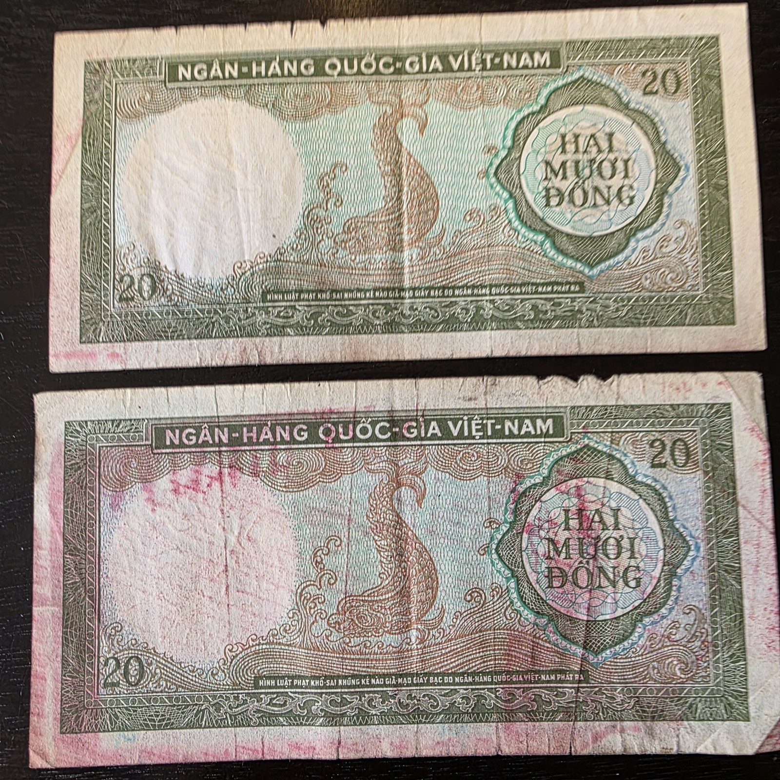 VINTAGE VIETNAM WAR ERA 1960s VIETNAM NGAN-HANG QUOC-GIA 20 HAI MUOI DONG