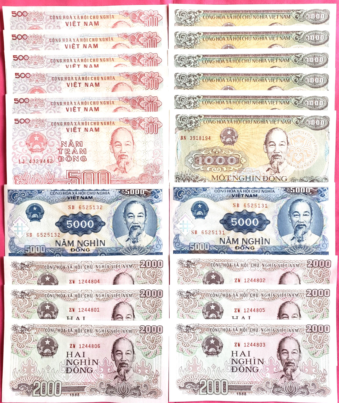 20 PCS Vietnamese Dong Banknote Set World Paper Money Vietnam Currency Lot UNC