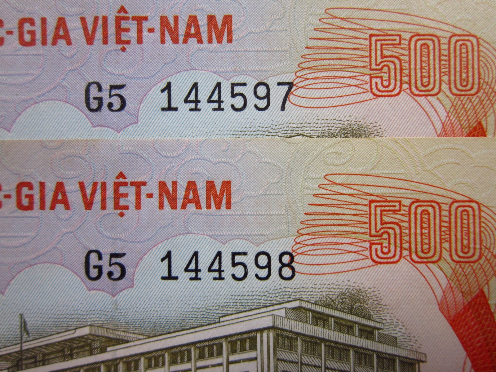 South Vietnam 500 Dong ND 1972 Sequential UNC P33 i4597 Tiger Việt Nam Money