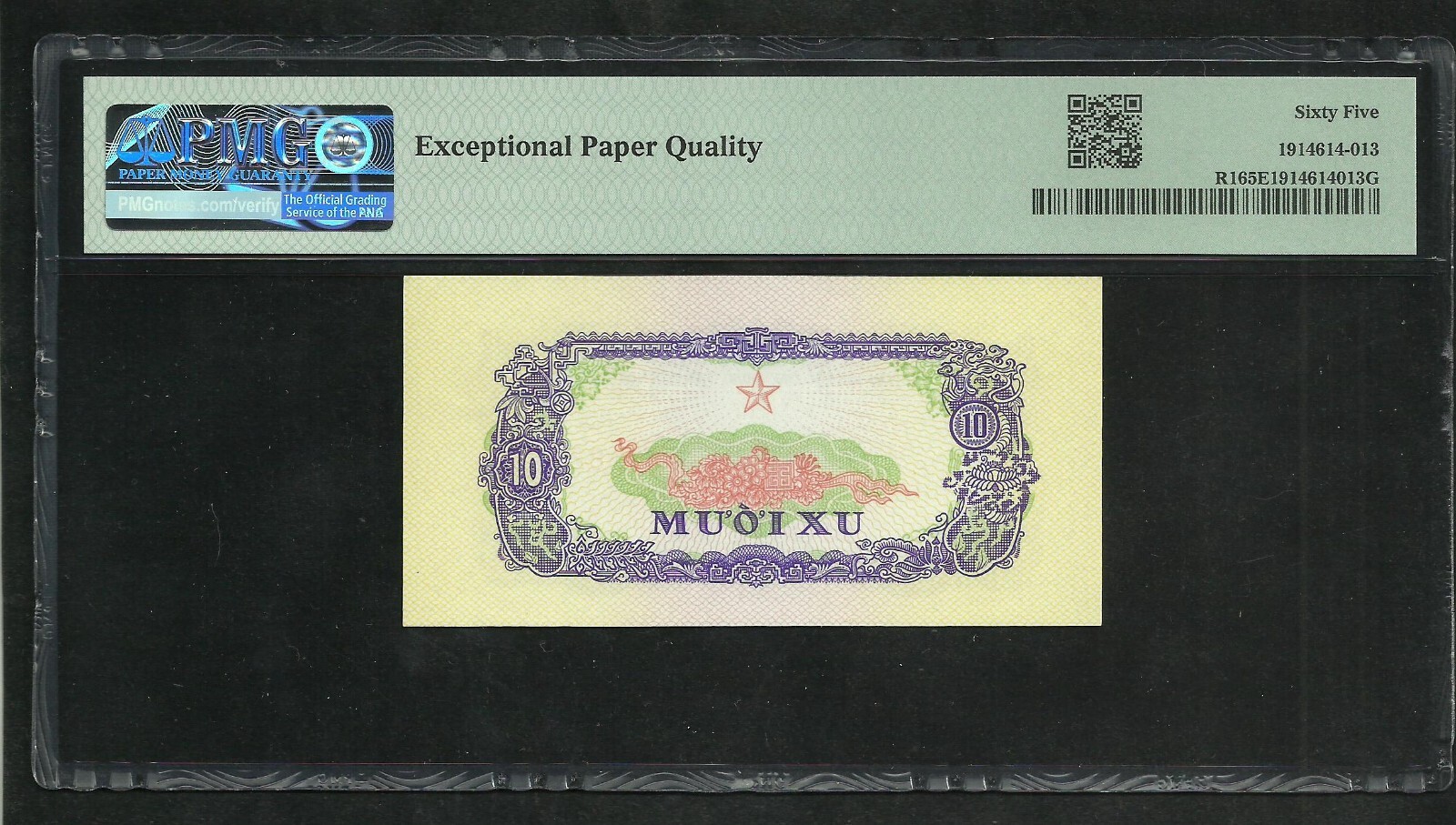 Vietnam : 10 Xu 1968 ; PMG : Gem UNC 65 ; EPQ (Ref 170)