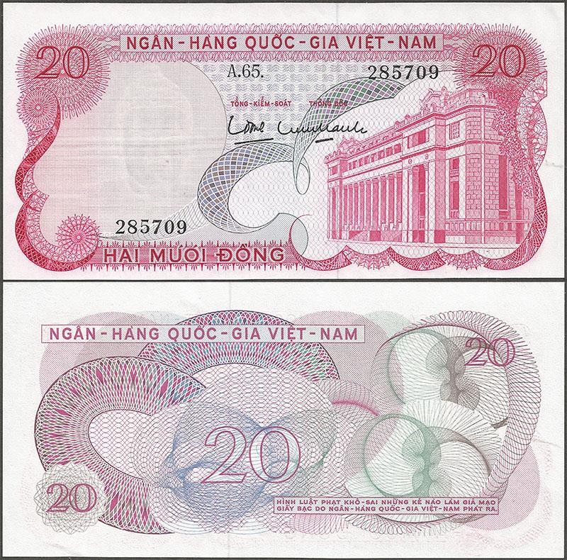 1969 Long-Gone “SOUTH VIETNAM” Choice CRISP UNCIRCULATED War Time “20 DONG” Note