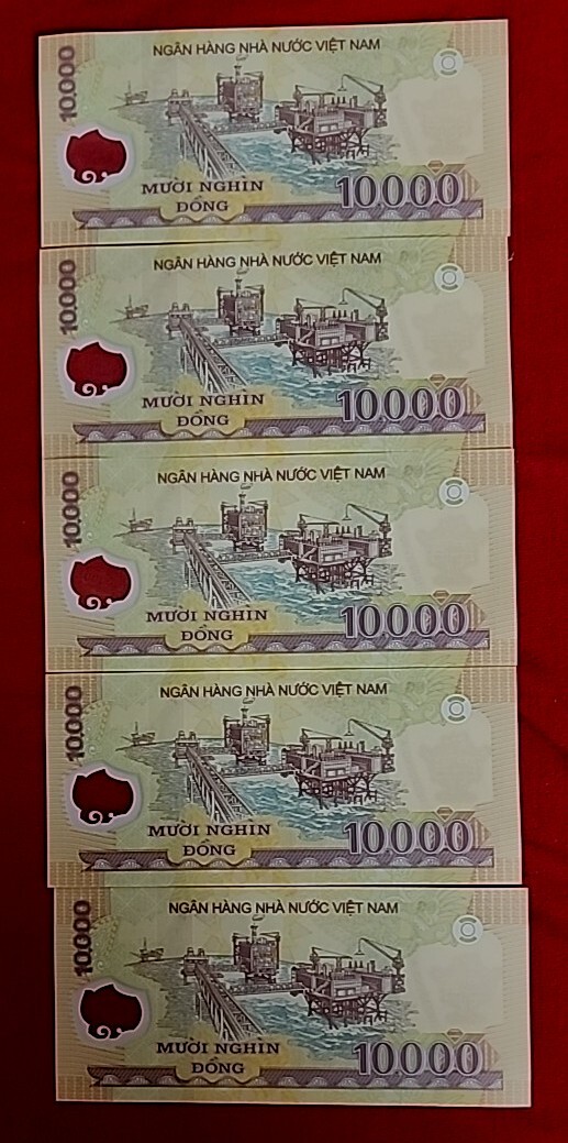 Lot 5 PCS, Vietnam 10000 Dong, ISSUED 2020 Polymer, Banknotes, UNC Free Shipping