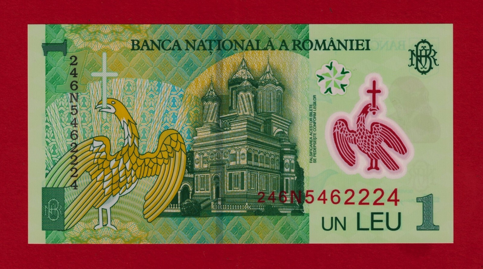 ROMANIA 1 Leu 2018 / 2024 UNC POLYMER BANKNOTE (Pick-117) – BNR – Nicolae Iorga