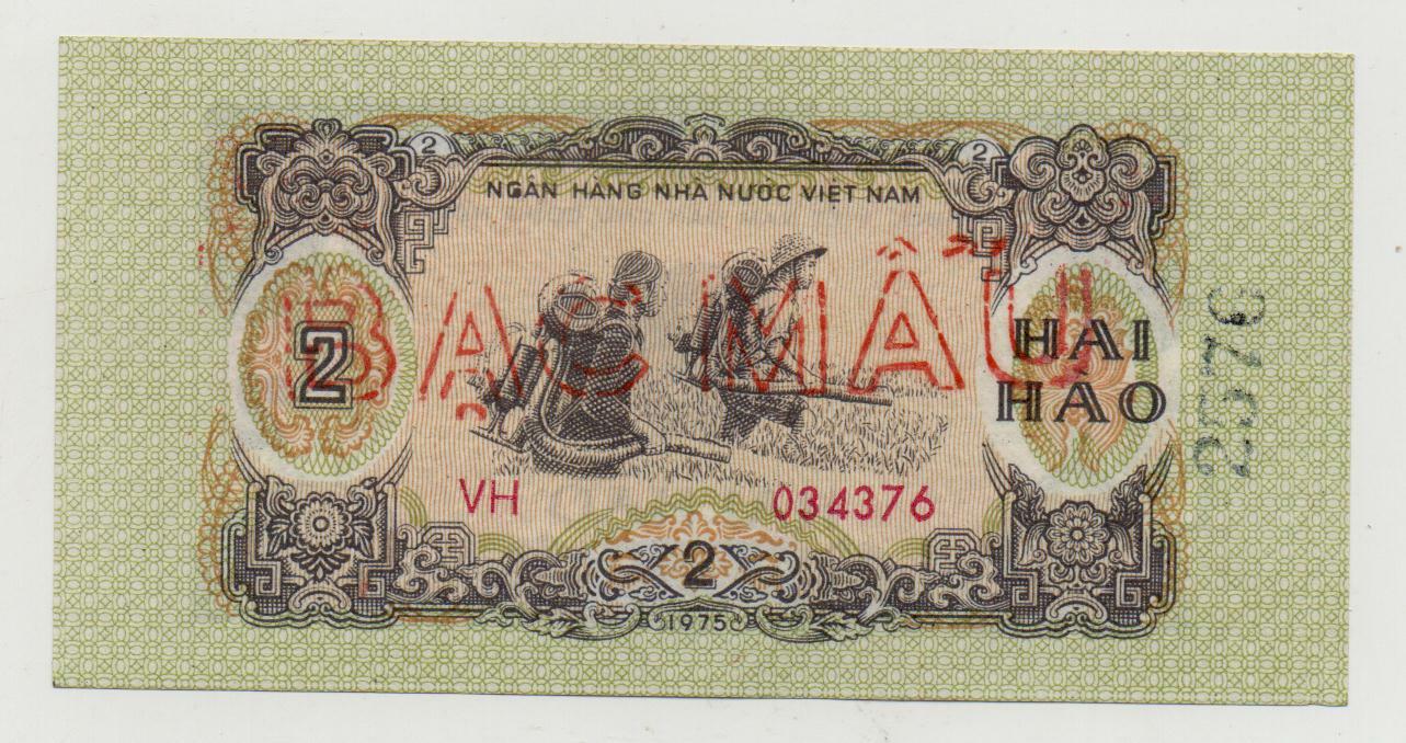 VIETNAM 2 HAO 1976 PICK 78 SPECIMEN UNC+-