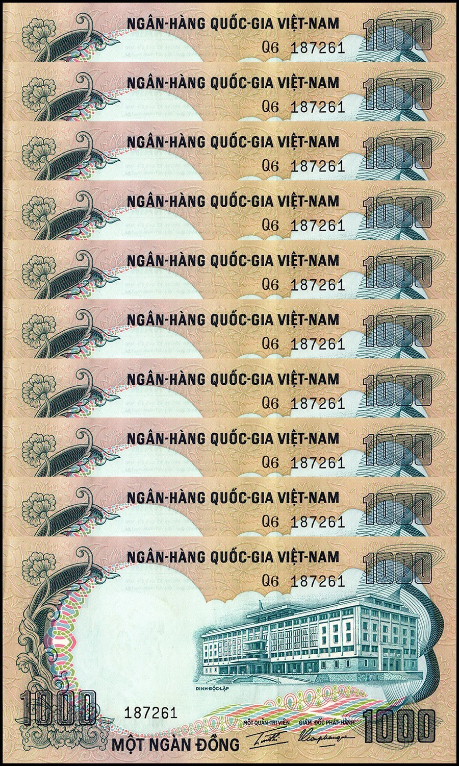 South Vietnam 1000 Dong, 1972 ND, P-34, UNC X 10 PCS