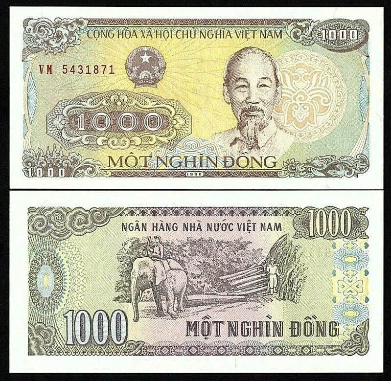 VIETNAM 1000 DONG 1988 MONEY P-106 UNC BANKNOTE WORLD CURRENCY HO CHI MING