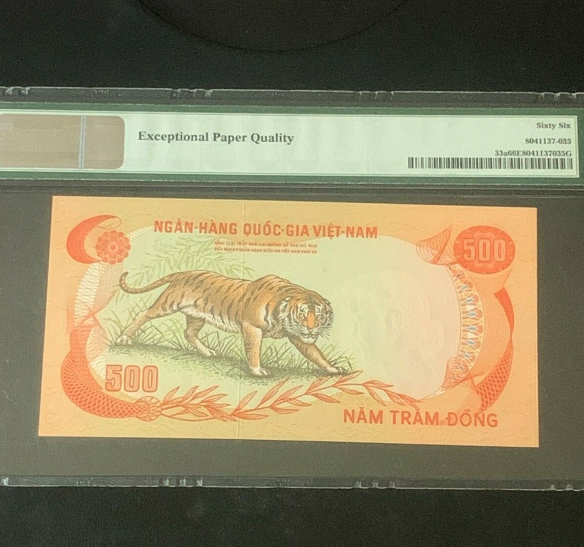 1972 South Vietnam 500 Dong”GROWLING TIGER” P-33a PMG 66 EPQ