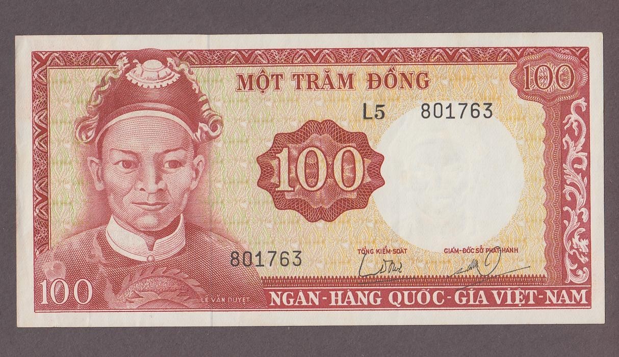Vietnam South 100 Dong Banknote P-19b ND 1966 AUNC