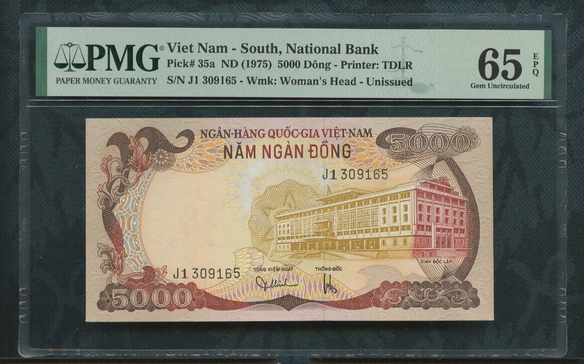 ND (1975) Viet Nam – South, National Bank 5,000 dong Pick# 35a PMG 65 EPQ