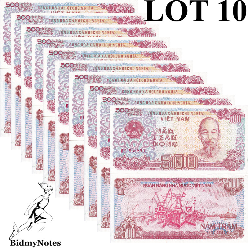 Vietnam 500 Dong 1988 P 101 UNC 1/10 Bundle LOT 10 pcs