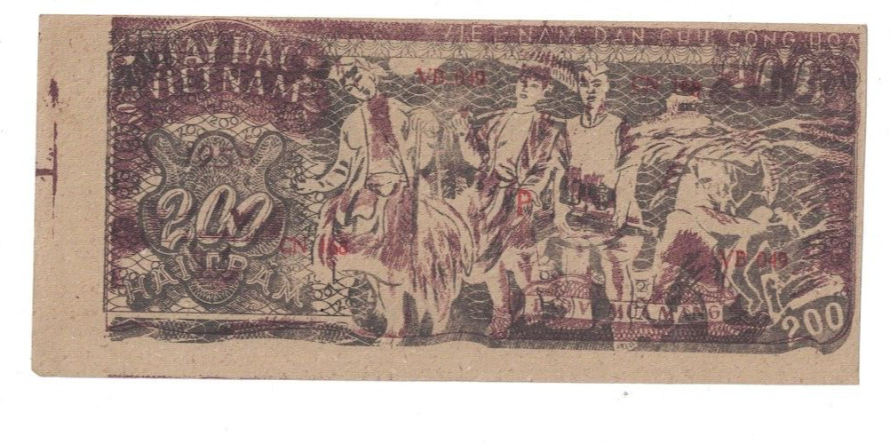 Vietnam RARE/Erro Cut 200 Dong 1950 Pick# 34a UNC.. #PL2260