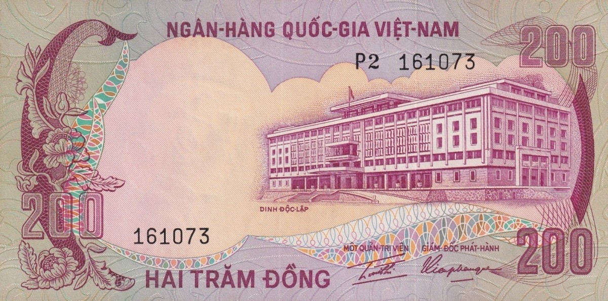 Viet Nam Vietnam South 200 Dong ND 1972 P 32 UNC FOXING