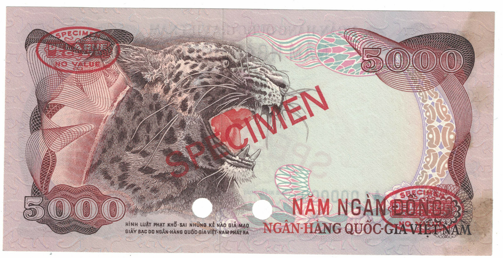 Vietnam South – SPECIMEN 5000 Dong 1975 PICK# 35s Choice UNC. (#1642)