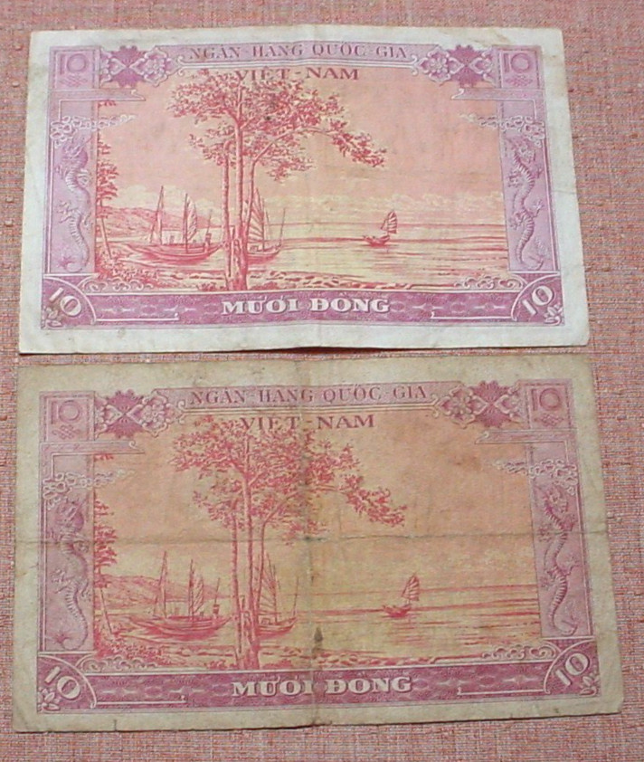 10 Viet-Nam 1950’s Bank Notes – 4 One Dong / 2 Two Dong / 2 Five & 2 Ten Dong